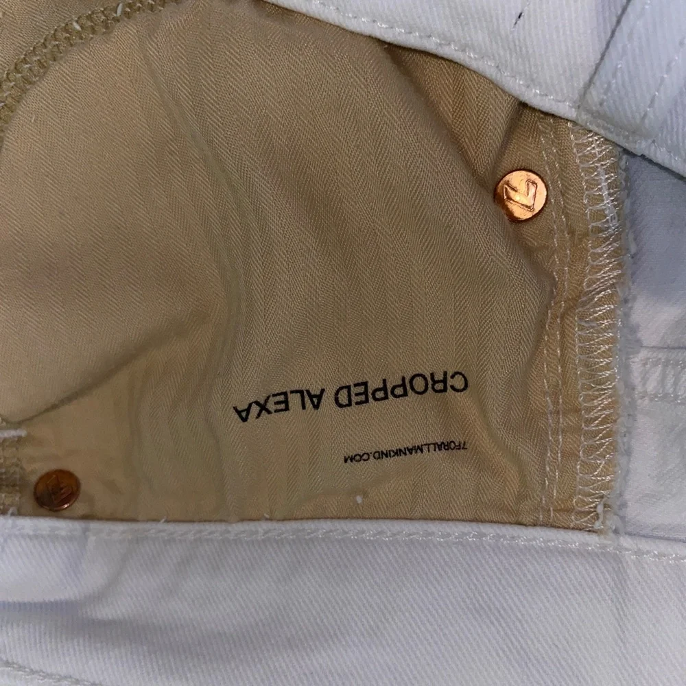 7 For All Mankind Alexa Crop Butterfly High Rise white jeans - Picture 8 of 11